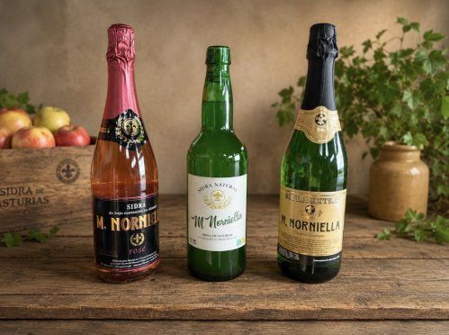 Comprar sidra asturiana online
Tres sidras, una misma pasi&oacute;n desde 1878
Todo lo que ves aqu&iacute; sale de nuestro llagar de San Mart&iacute;n de Huerces, en Gij&oacute;n. Lo elaboramos nosotros, lo embotellamos nosotros y te lo enviamos nosotros. Sin intermediarios: del tonel a tu mesa.
En 1878 Manuel Norniella empez&oacute; a hacer sidra espumosa en Colloto. Cuatro generaciones despu&eacute;s seguimos con lo mismo, con la misma manera de trabajar y alg&uacute;n horizonte nuevo por explorar. De ah&iacute; salen estas tres botellas.
Sidra Extra Espumosa
La de siempre, la que nos dio el nombre. Burbuja fina, color dorado y car&aacute;cter frutal, elaborada a partir de nuestra propia sidra natural. La botella de las celebraciones.
Sidra Natural D.O.P.
Con Denominaci&oacute;n de Origen Protegida Sidra de Asturias. Para escanciar y compartir, como se ha hecho toda la vida. El sabor de lo tradicional.
Sidra Ros&eacute;
La m&aacute;s joven de la casa y ya premiada como Mejor Sidra Ros&eacute; en el Festival de la Sidra de Nava. Color natural de la propia manzana, 2,5 % vol. y sin az&uacute;cares a&ntilde;adidos.
C&oacute;mo te llega
Enviamos a tu domicilio o a tu negocio, a cualquier punto de la pen&iacute;nsula, con impuestos y gastos de env&iacute;o incluidos en el precio que ves. Sin sorpresas al final del pedido.
Y si tienes dudas sobre cu&aacute;l elegir, &iexcl;ponte en contacto con nosotros!
El sabor de siempre, m&aacute;s fresco que nunca.&iexcl;COMPRALA YA!
&nbsp;